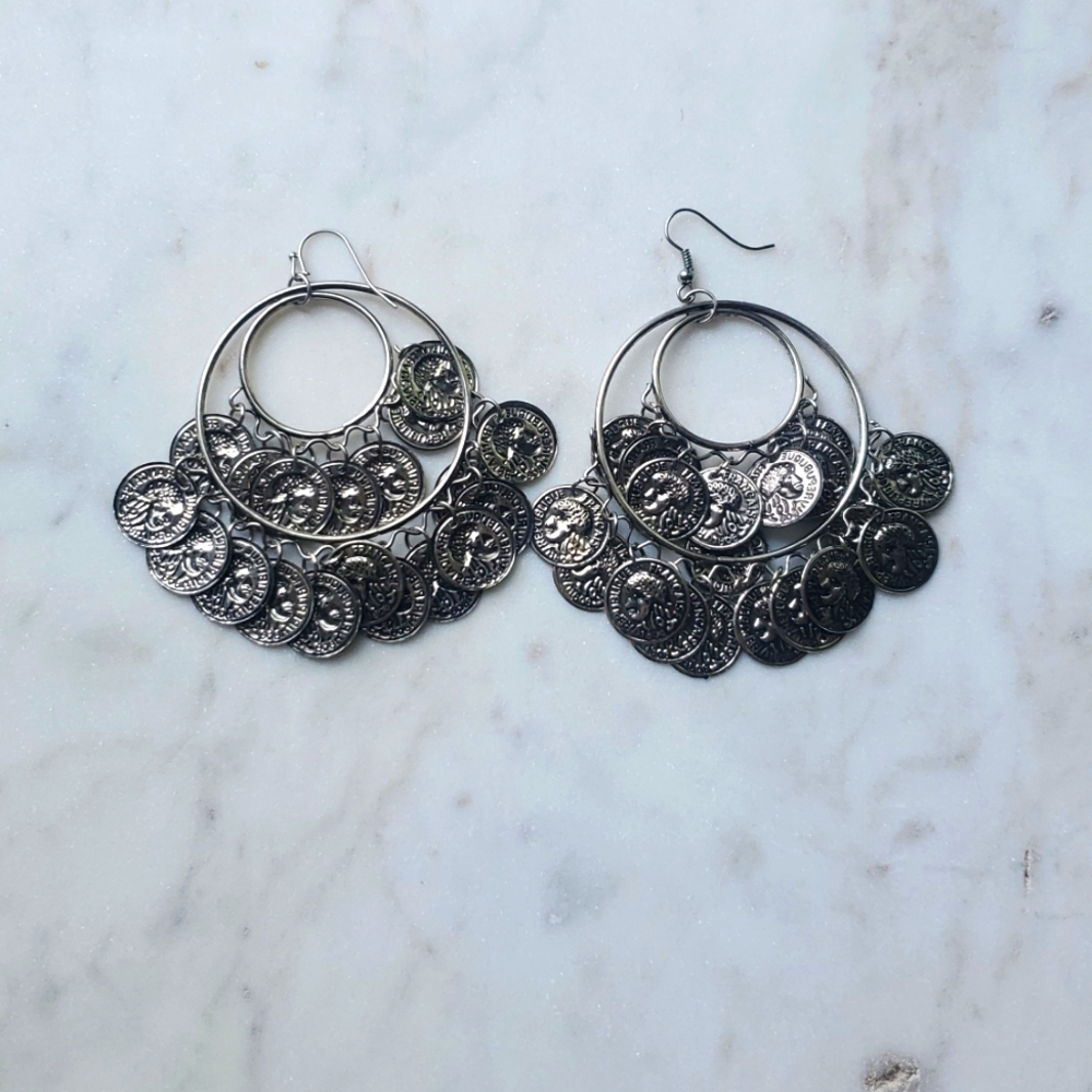 Boho Silver Tone Earrings - image 2